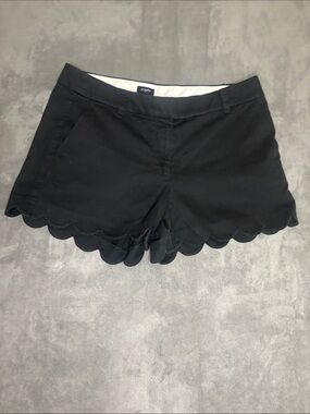 J. Crew Black Scalloped Hem Linen Blend Shorts Size 10
